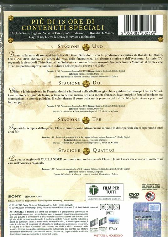 Outlander. Stagioni 1-4. Serie TV ita (21 DVD) - DVD - Film di Anna  Foerster , Brian Kelly Drammatico | IBS