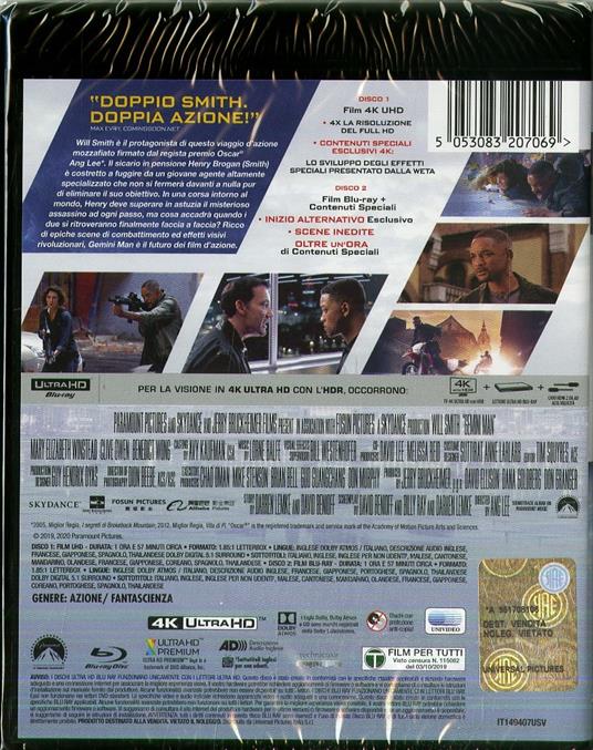 Gemini Man (Blu-ray + Blu-ray Ultra HD 4K) di Ang Lee - Blu-ray + Blu-ray Ultra HD 4K - 3
