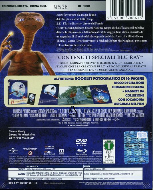 E. T. L'extra-terrestre (DVD + Blu-ray) - DVD + Blu-ray - Film di Steven  Spielberg Fantastico | IBS
