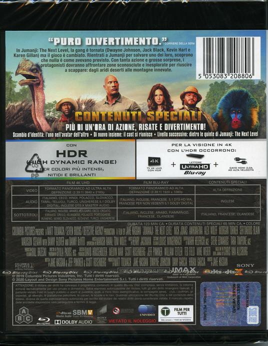 Jumanji. The Next Level (Blu-ray + Blu-ray Ultra HD 4K) di Jake Kasdan - Blu-ray Ultra HD 4K - 2