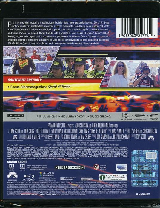 Giorni di tuono (Blu-ray + Blu-ray UltraHD 4K) di Tony Scott - Blu-ray + Blu-ray Ultra HD 4K - 2