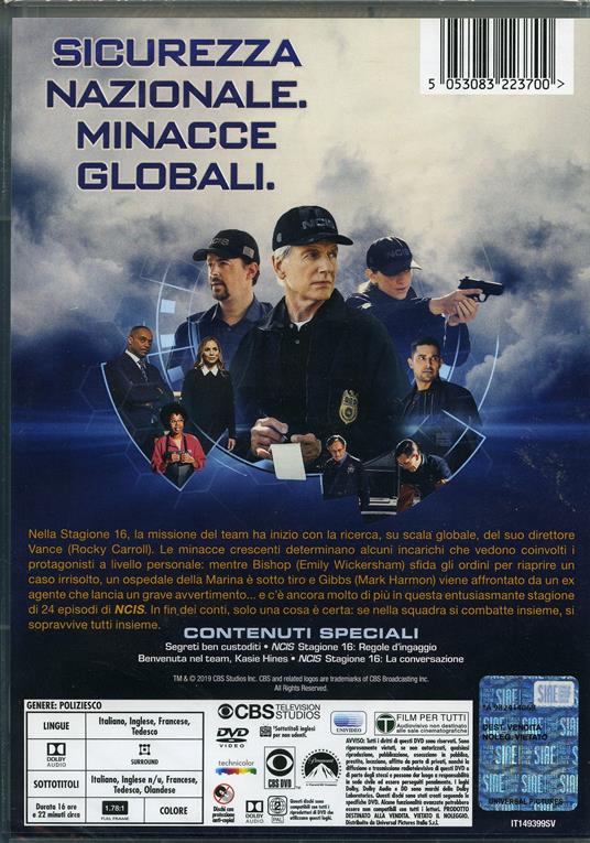 NCIS - Naval Criminal Investigative Service. Stagione 16. Serie TV ita (6  DVD) - DVD - Film di Tony Wharmby , Terrence O'Hara Giallo | IBS