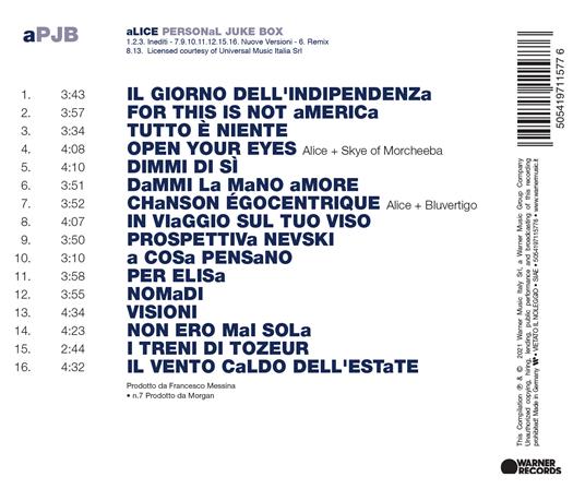 Personal Juke-Box - CD Audio di Alice - 2