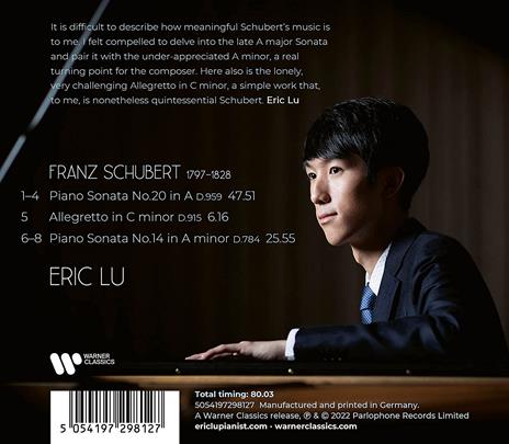 Piano Sonatas D784 & D959 - Allegretto - CD Audio di Franz Schubert,Eric Lu - 2