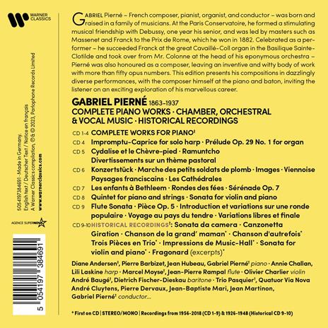 Complete Piano Works, Chamber, Orchestral & Vocal Music Historical Recordings - CD Audio di Gabriel Pierné - 2