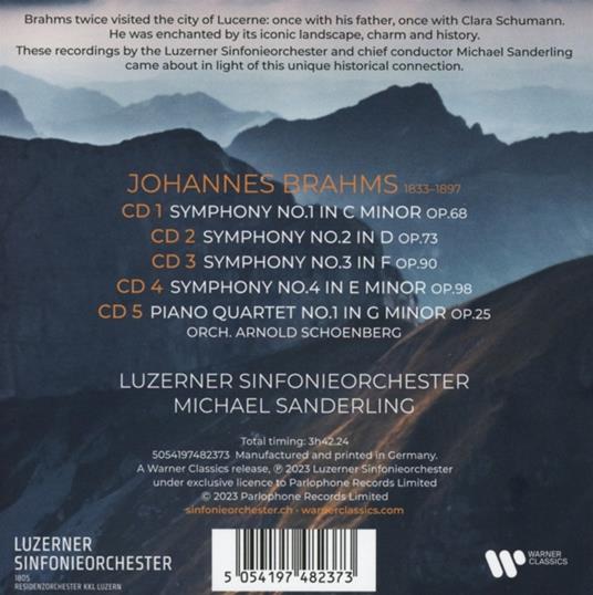 Brahms. The Four Symphonies - Piano Quartet No. 1 -Box Set- - CD Audio di Michael - Luzerner Sinfonieorchester Sanderling - 2