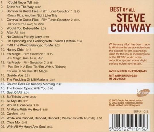 Best of All - CD Audio di Steve Conway - 2