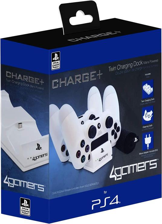 4gamers Ps4 Stand Ricarica 2 Dualshock White Caricabatterie - gioco per  Console e accessori - 4gamers - Controller e Gamepad - Videogioco | IBS