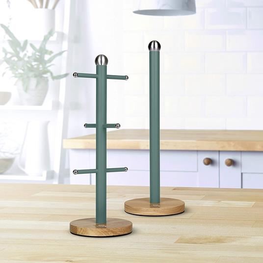 Swan Nordic Porta Tazze, Supporto per 6 Tazze da Caffè, Acciaio al Carbonio  e Base in Bambù, Stabile, Resistente, Design Moderno, Verde - Swan - Idee  regalo