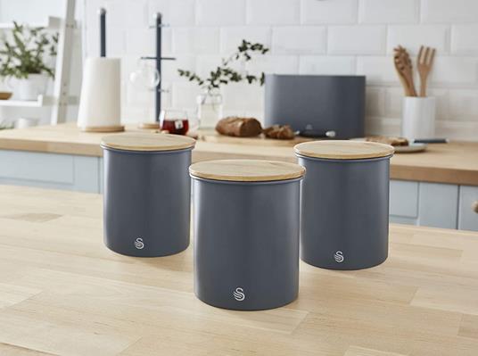 Swan Nordic Set di 3 Barattoli da Cucina in Acciaio al Carbonio, Robusti,  con Coperchio in bambù, per Conservare tè, caffè e Zucchero, Design Moderno,  Blu, Taglia Unica - Swan - Idee regalo | IBS