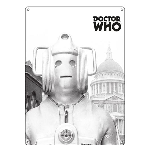 Targa Doctor Who. Greyscale Cyberman in Metallo