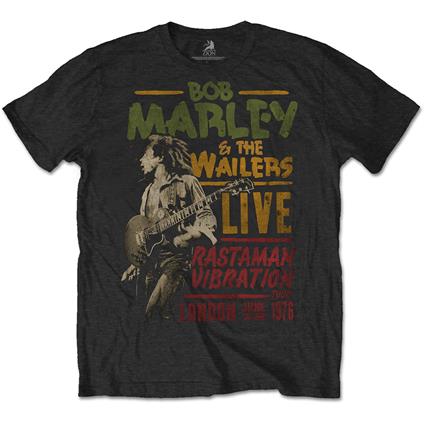 T-Shirt Unisex Bob Marley. Rastaman Vibration Tour 1976 Special Edition Black