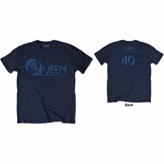 T-Shirt Unisex Tg. S Queen. News Of The World 40Th Vintage Logo Back Print