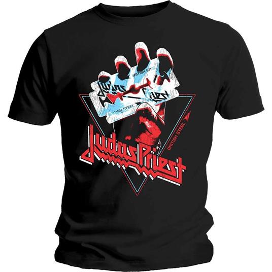 T-Shirt Unisex Judas Priest. British Steel Hand Triangle. Taglia M