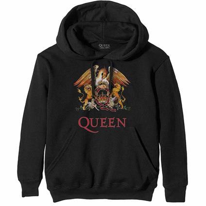 Felpa Con Cappuccio Unisex Tg. L. Queen: Classic Crest