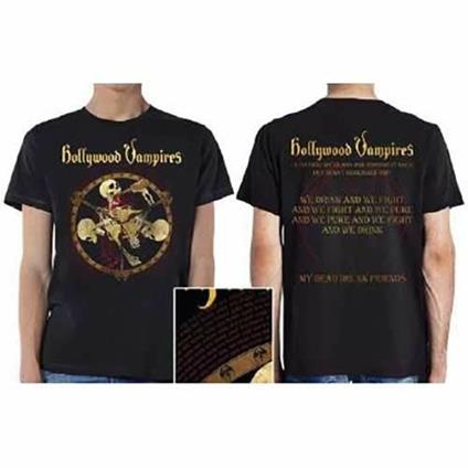 T-Shirt Unisex Hollywood Vampires. Drink, Fight, Puke (Ex Tour/Back Print). Taglia S