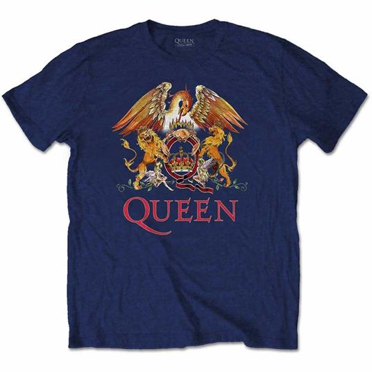 T-Shirt Unisex Tg. M. Queen: Classic Crest Blue