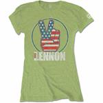 T-Shirt Donna Tg. S. John Lennon: Peace Fingers Us Flag