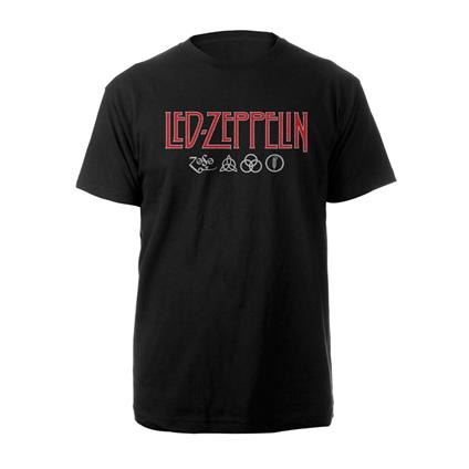 T-Shirt Unisex Tg. XL. Led Zeppelin: Logo & Symbols