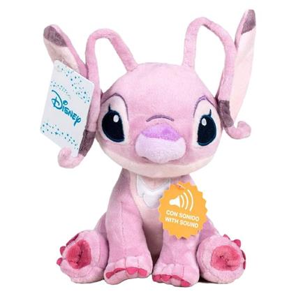 Peluche Stitch Seduto Angel Rosa 45 Cm Con Suono