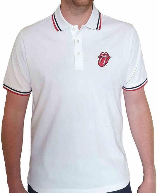 Rolling Stones (The): Classic Tongue White (Polo Shirt Unisex Tg. XL)