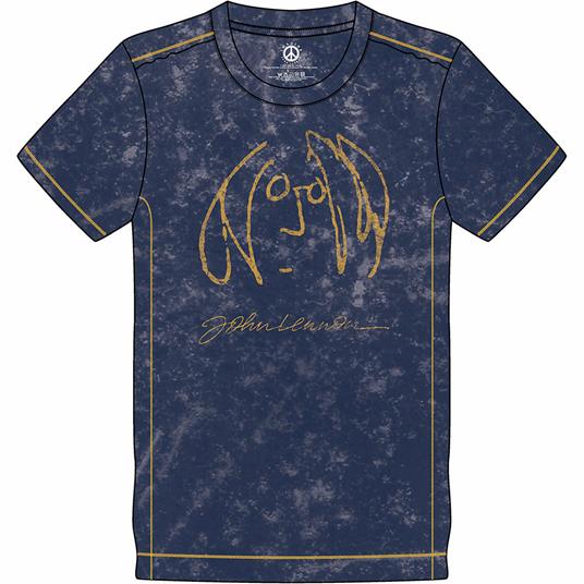 John Lennon: Snow Wash Self Portrait Blue (T-Shirt Unisex Tg. L)