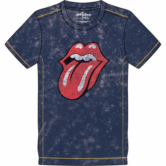 Rolling Stones (The): Snow Wash Classic Tongue Blue (T-Shirt Unisex Tg. L)