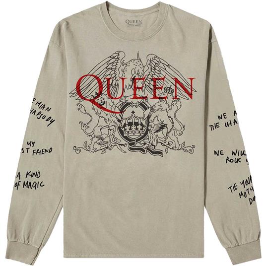 Sleeve Print Maglia Manica Lunga Unisex Tg. M Queen: Handwritten