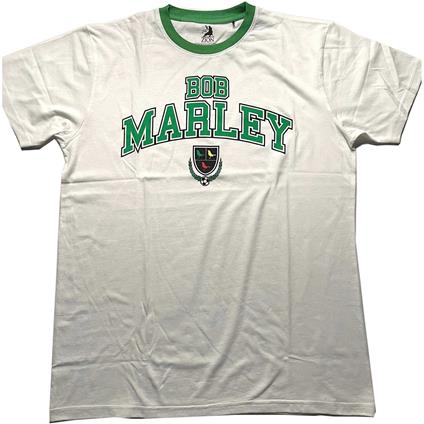 T-Shirt Unisex Tg. 2XL Bob Marley: Ringer Collegiate Crest