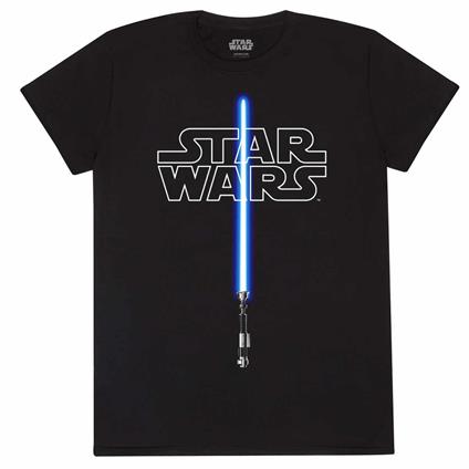 T-Shirt Unisex Tg. XL Star Wars: Glow In The Dark - Lightsaber - Black