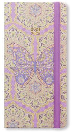 Agenda accademica Letts 2024-2025, 12 mesi, settimanale, Paisley Slim Wtv, multinlingue, Farfalla - 14,7 x 6,9 cm