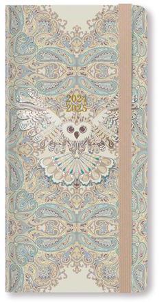 Agenda accademica Letts 2024-2025, 12 mesi, settimanale, Paisley Slim Wtv, multinlingue, Gufo - 14,7 x 6,9 cm