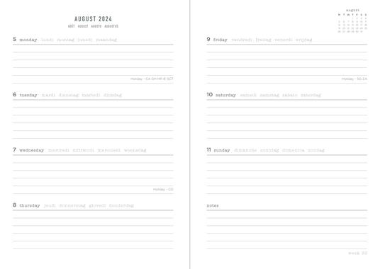 Agenda accademica Letts 2024-2025, 12 mesi, settimanale, Raw A5 Grigio - 21 x 15 cm - 2