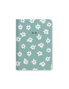 Cartoleria Agenda accademica Letts 2024-2025, 12 mesi, giornaliera, Daisies A6 Dtp W/ Appts, multinlingue, Verde - 14,8 x 10,5 cm Letts