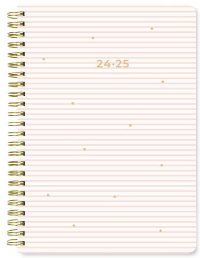 Agenda accademica Letts 2024-2025, 12 mesi, settimanale, Stripes A5 Wtv, multinlingue, Rosa - 21 x 15 cm