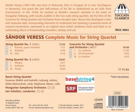 Complete Music For String Quartet - CD Audio di Sandor Veress - 2