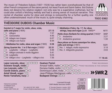 Chamber Music - CD Audio di Theodore Dubois - 2