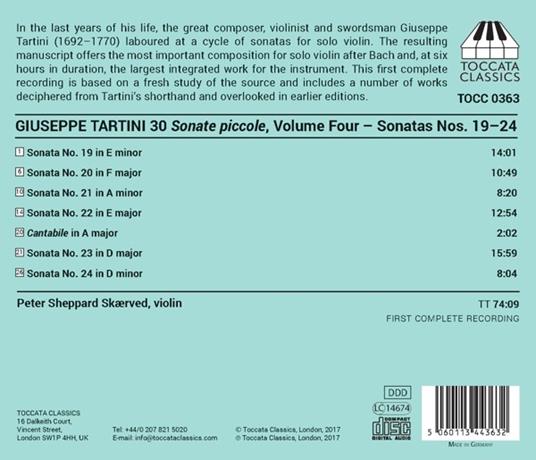 30 Sonate piccole per violino solo vol.4 - CD Audio di Giuseppe Tartini,Peter Sheppard Skaerved - 2