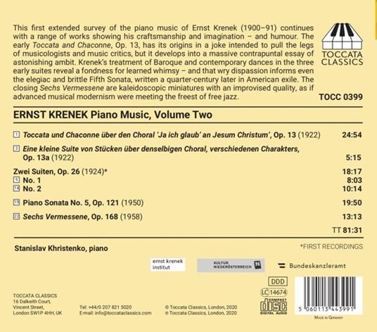 Piano Music, Vol. 2 - CD Audio di Ernst Krenek - 2