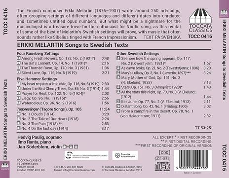 Songs to Swedish Text - CD Audio di Erkki Melartin,Hedvig Paulig - 2