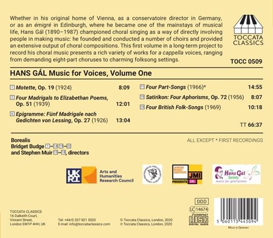 Music For Voices, Vol. 1 - CD Audio di Hans Gal - 2