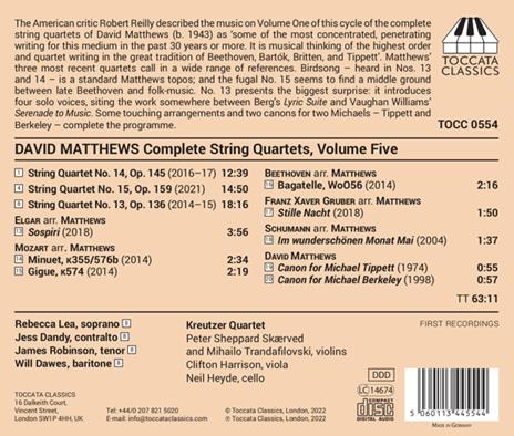 Complete String Quartets Vol.5 - CD Audio di David Matthews - 2