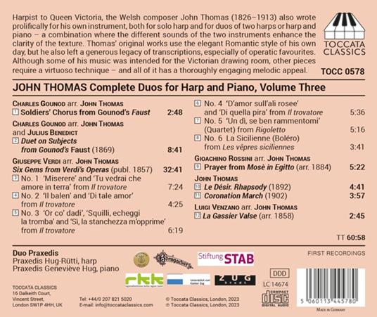 Complete Duos For Harp & Piano, Vol. 3 - CD Audio di John Thomas,Duo Praxedis - 2