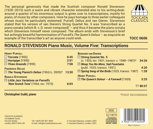 Musica per pianoforte completa vol.5 - CD Audio di Ronald Stevenson,Christopher Guild - 2