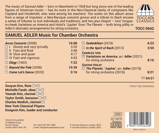 Music for Chamber Orchestra - CD Audio di Samuel Adler - 2