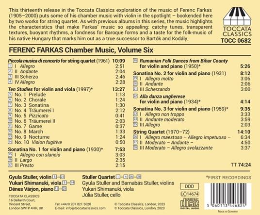 Musica da Camera Vol.6 - CD Audio di Ferenc Farkas - 2