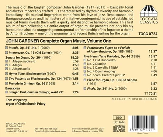 Complete Organ Music, Volume One - CD Audio di John Gardner,Tom Winpenny - 2