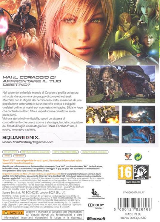 Final Fantasy XIII - gioco per Xbox 360 - Square Enix - Gioco di ruolo -  Videogioco | IBS