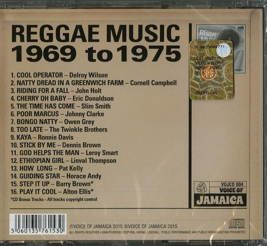 Reggae Music 1968-1975 - CD Audio - 2