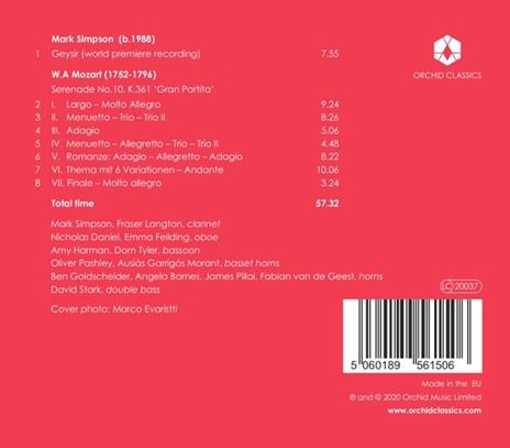 Simpson. Geysir - Mozart. Gran Partita K.361 - CD Audio di Mark Simpson - 2